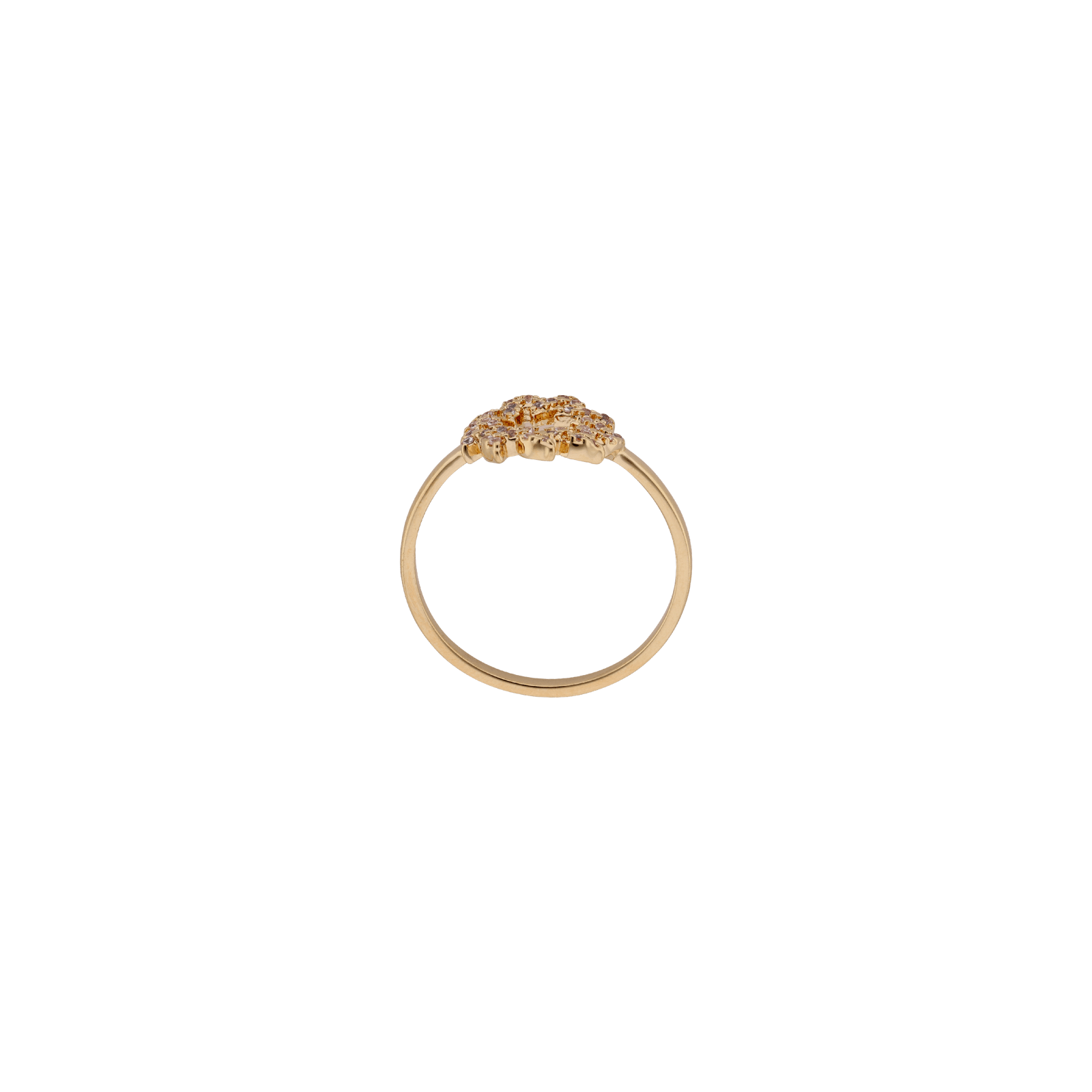 Bague Plaqué or cercle évidé Oxydes blancs Serti griffes