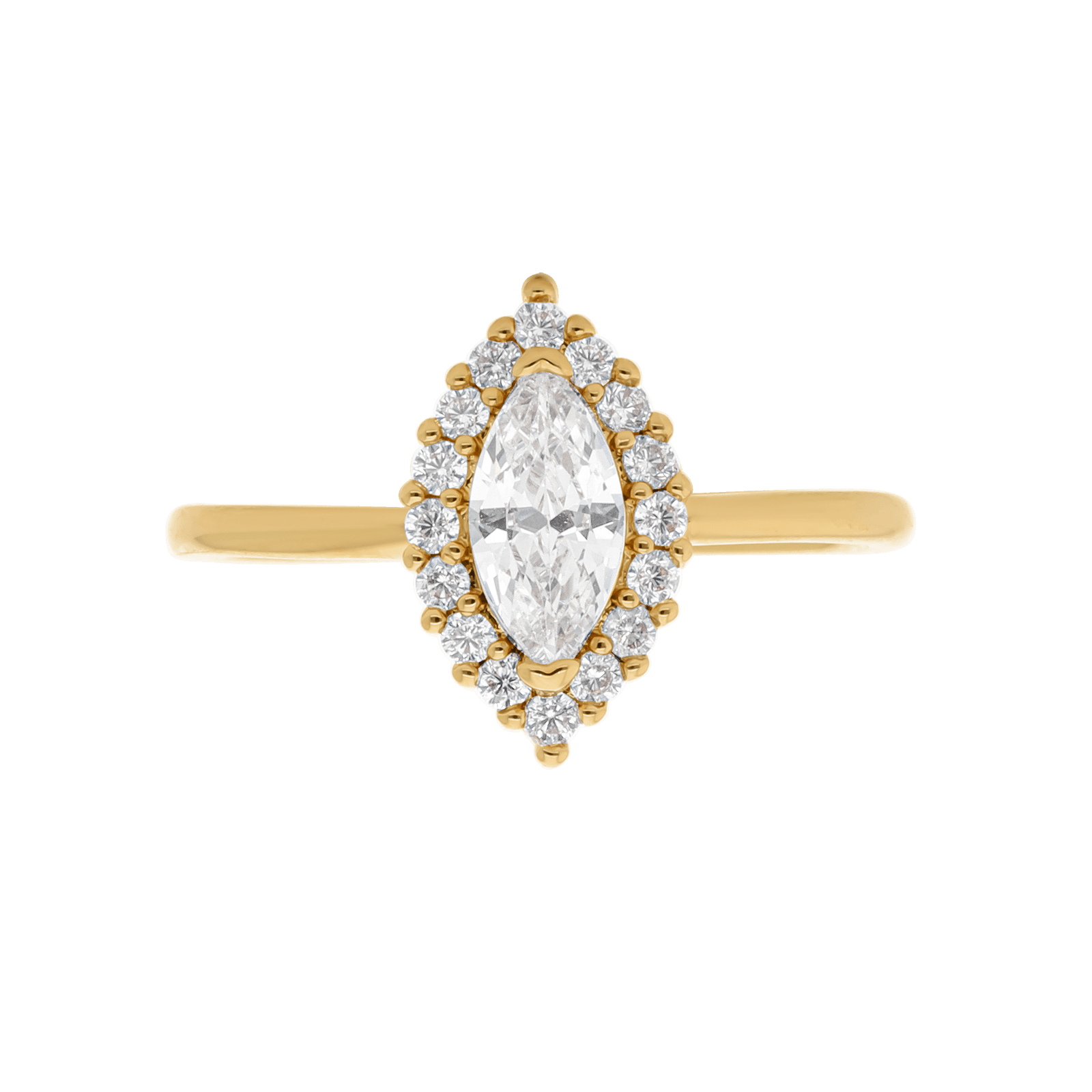 Bague Plaqué or forme amande Oxydes blancs