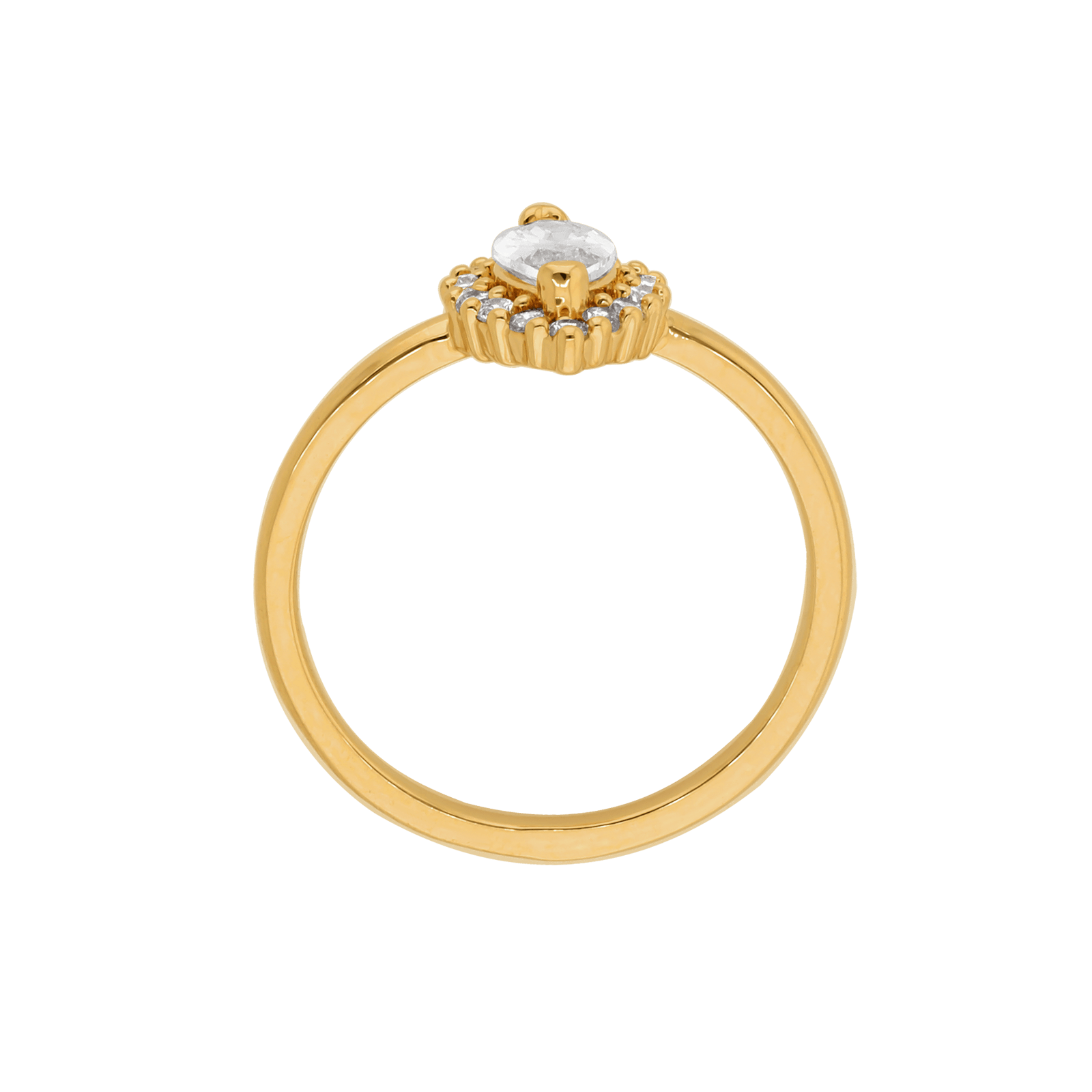 Bague Plaqué or forme amande Oxydes blancs