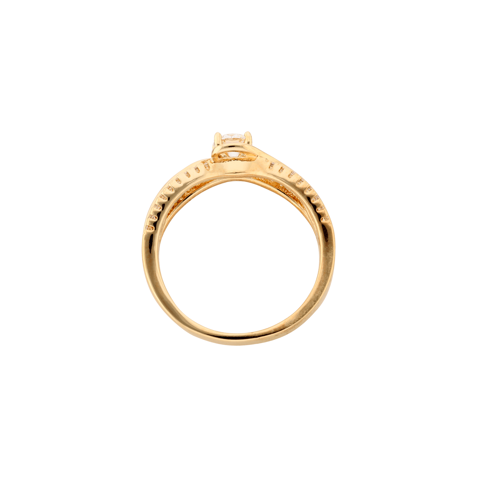 Bague Plaqué or solitaire Torsade Oxydes blancs