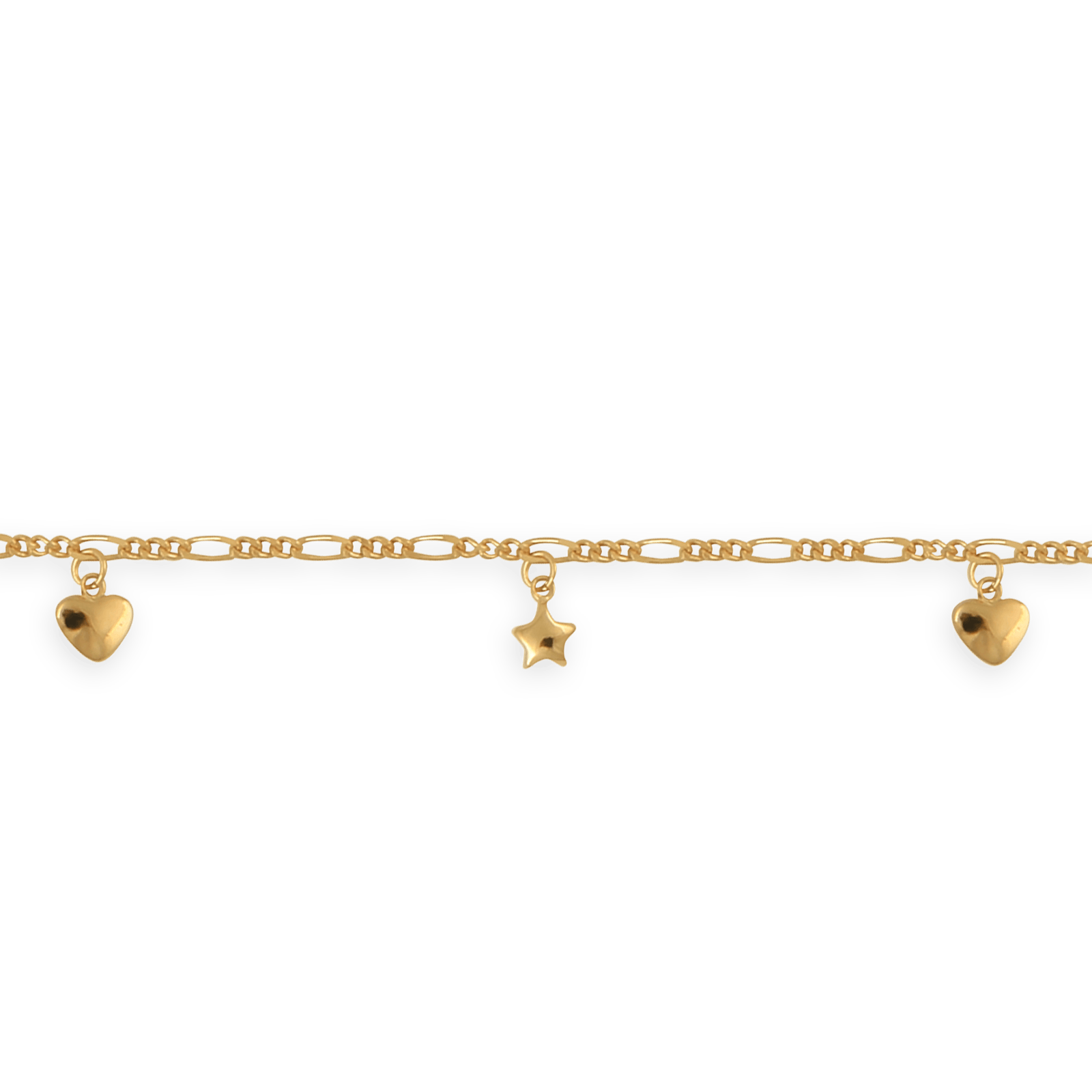 Chaîne Cheville Plaqué Or Maille Alternée Cœurs Etoiles