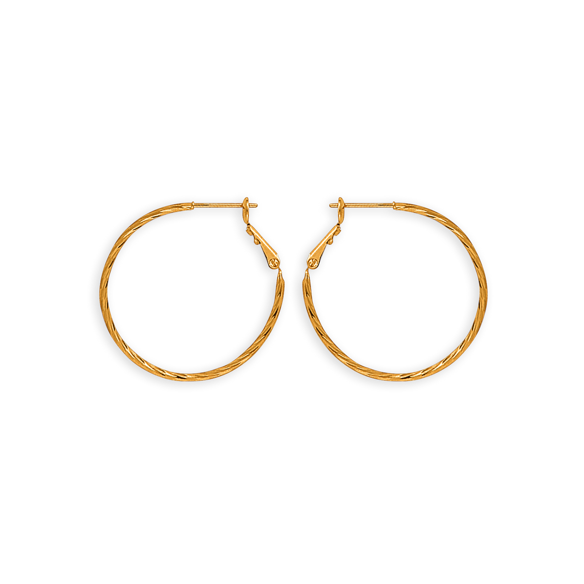 Créoles Plaqué Or Striées Diamantées 30mm Tube 1mm