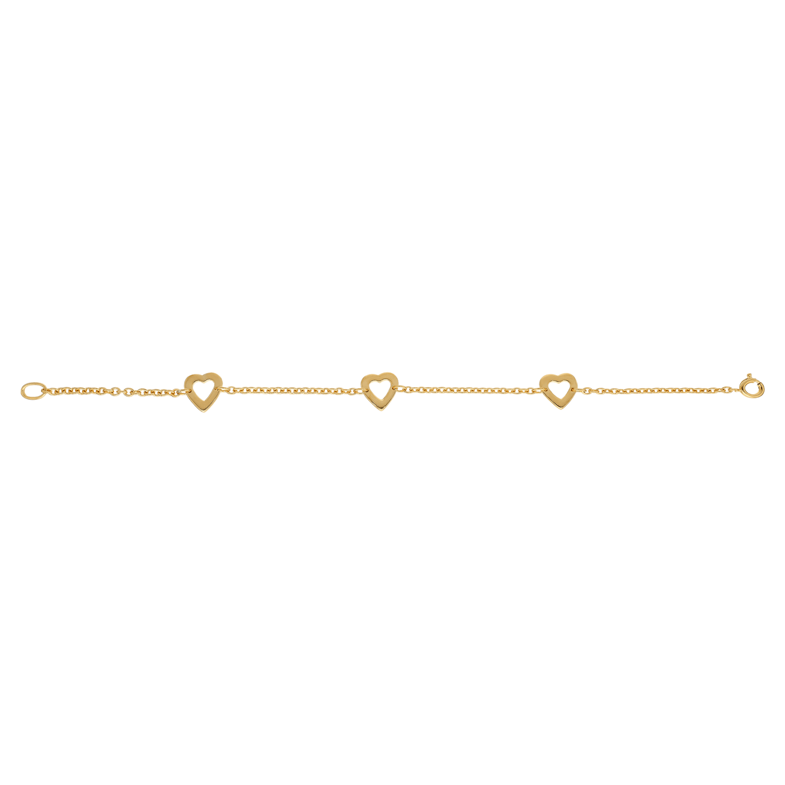 Bracelets Plaqué or 3 coeurs 18cm