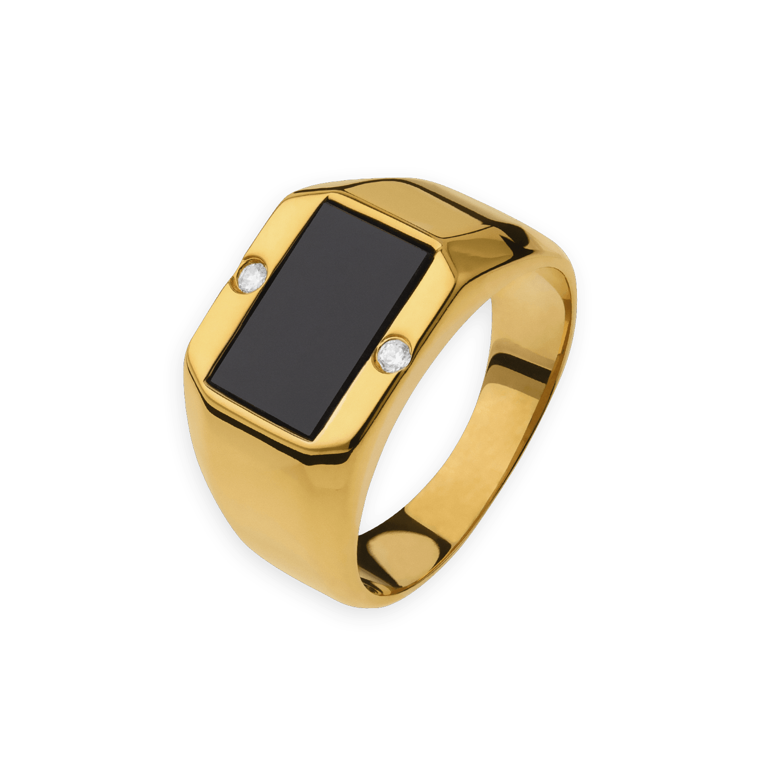 Chevalière Plaqué Or Onyx Zirconium