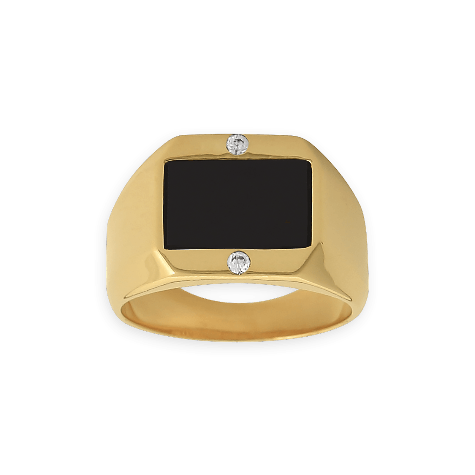 Chevalière Plaqué Or Onyx Zirconium