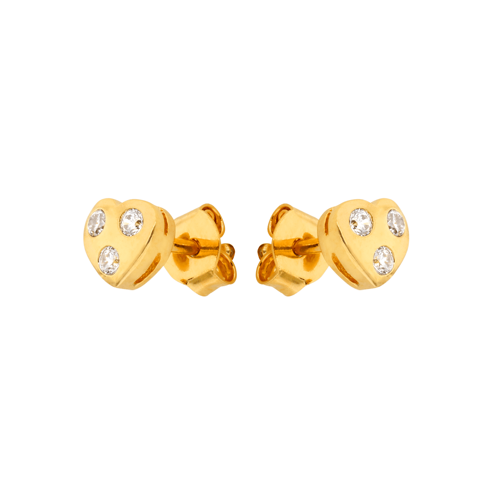Boucles D'oreilles Cœur Zirconium 5.8*5.3mm Plaqué Or
