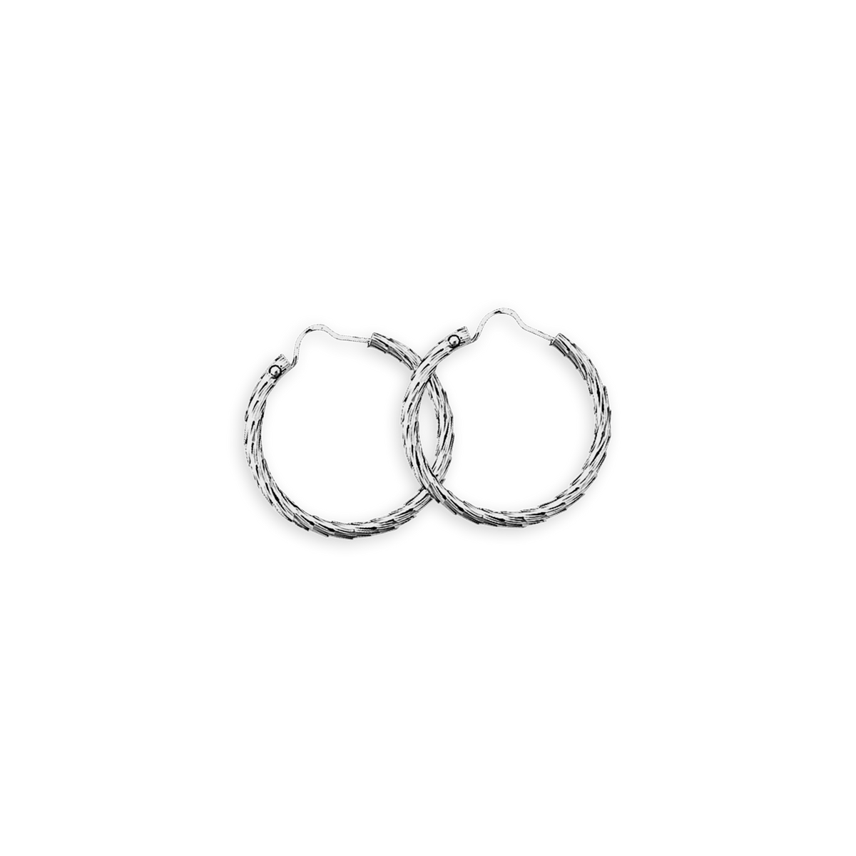 Créoles Argent 925 Diamantées 20mm Tube 2mm
