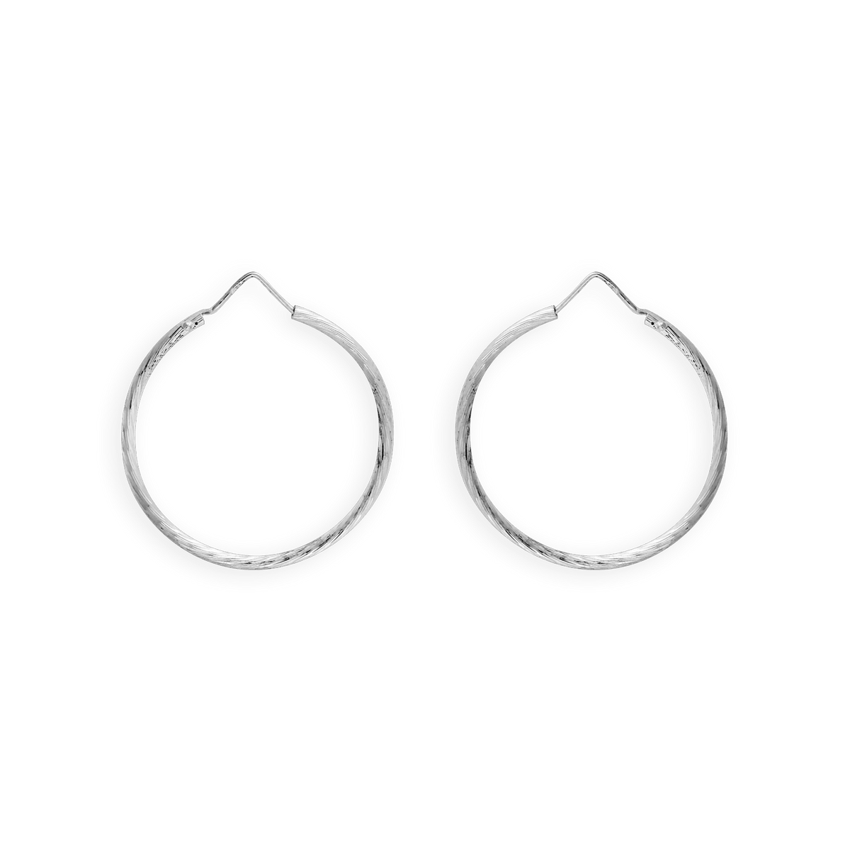 Créoles Argent 925 Diamantées 30mm Tube 2mm