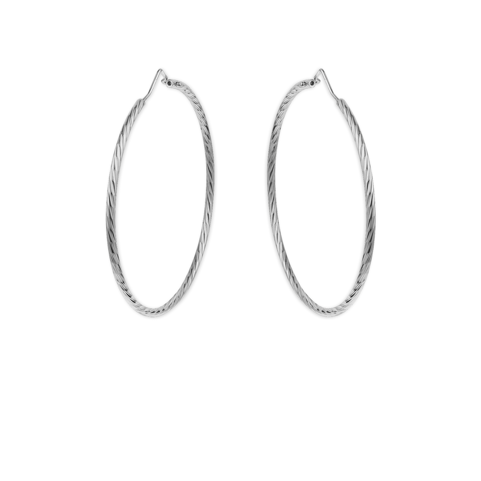 créoles argent 925/1000e diamantées 50mm