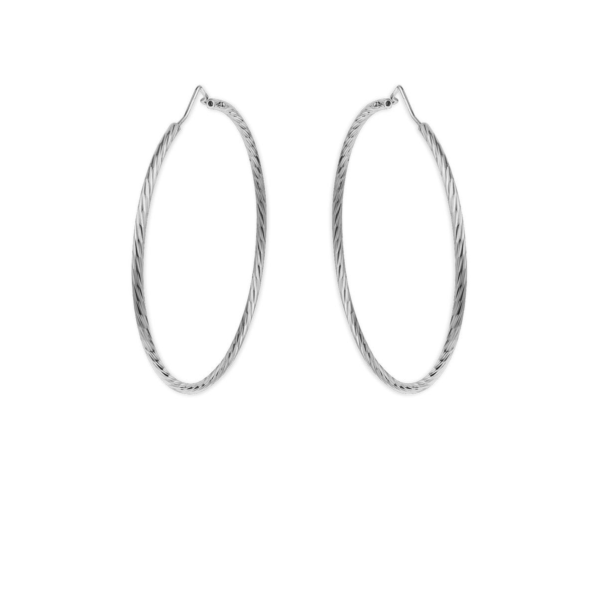 Créoles Argent 925 Diamantées 50mm Tube 2mm