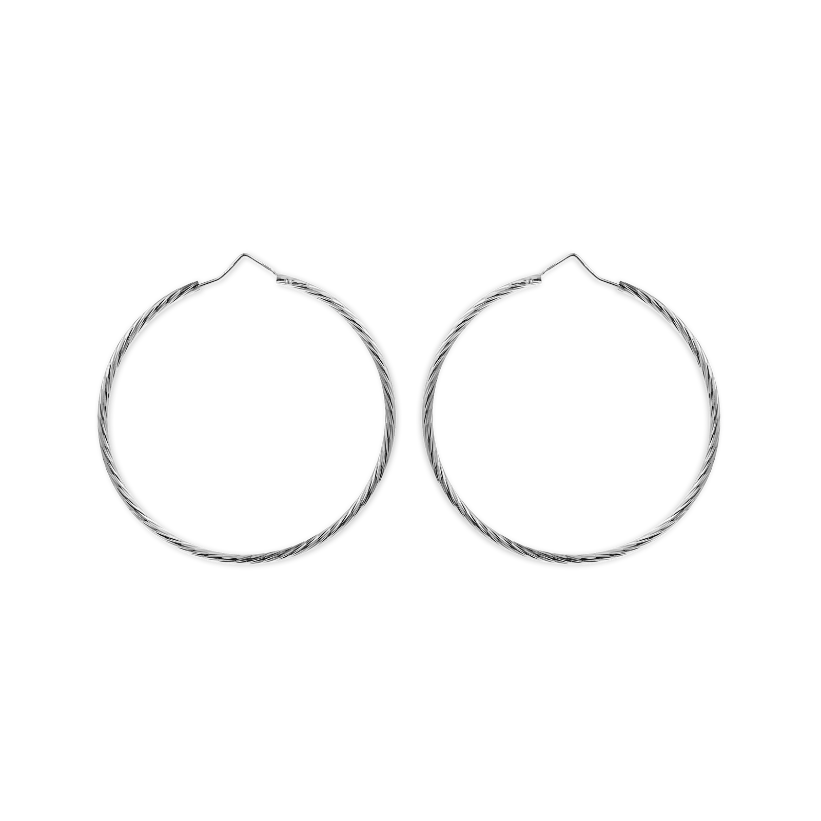 créoles argent 925/1000e diamantées 50mm