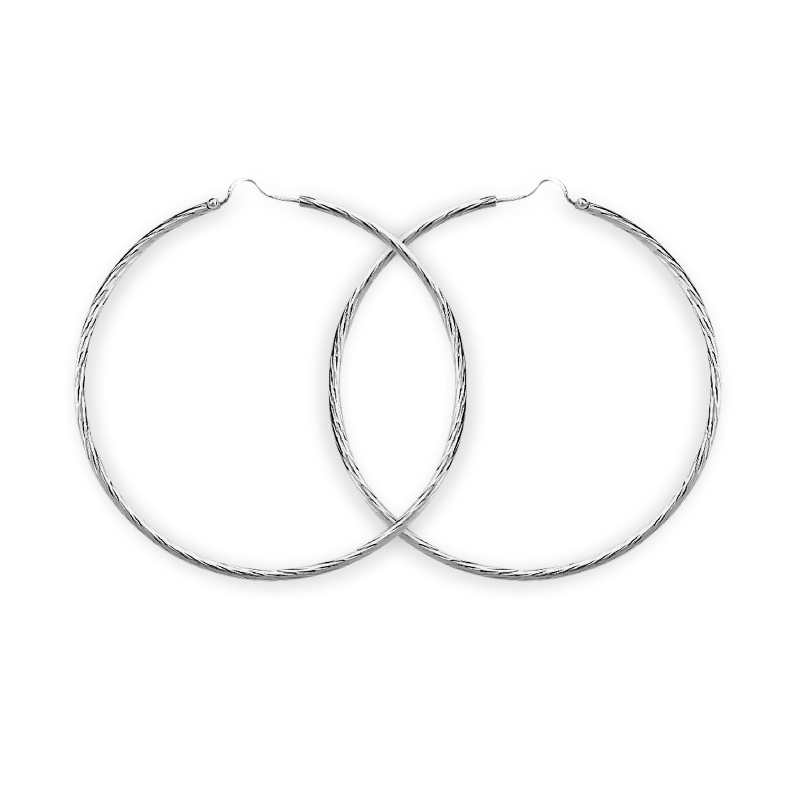créoles argent 925/1000e diamantées 60mm