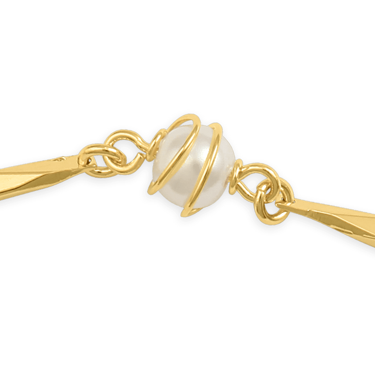 Bracelet Plaqué Or Perles Synthétiques 6mm 19cm