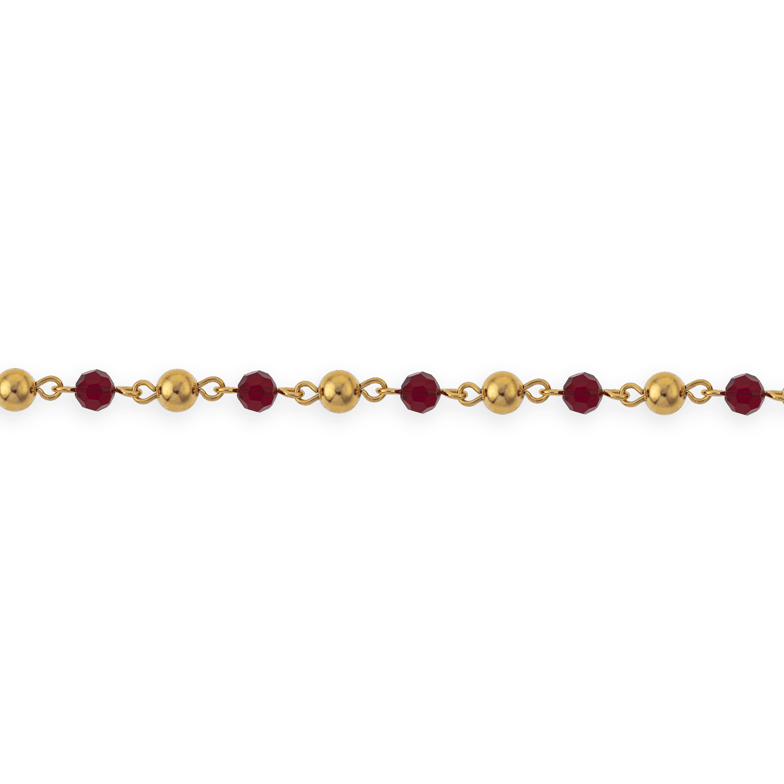 Bracelet Plaqué Or Grain D'or Cristal Grenat