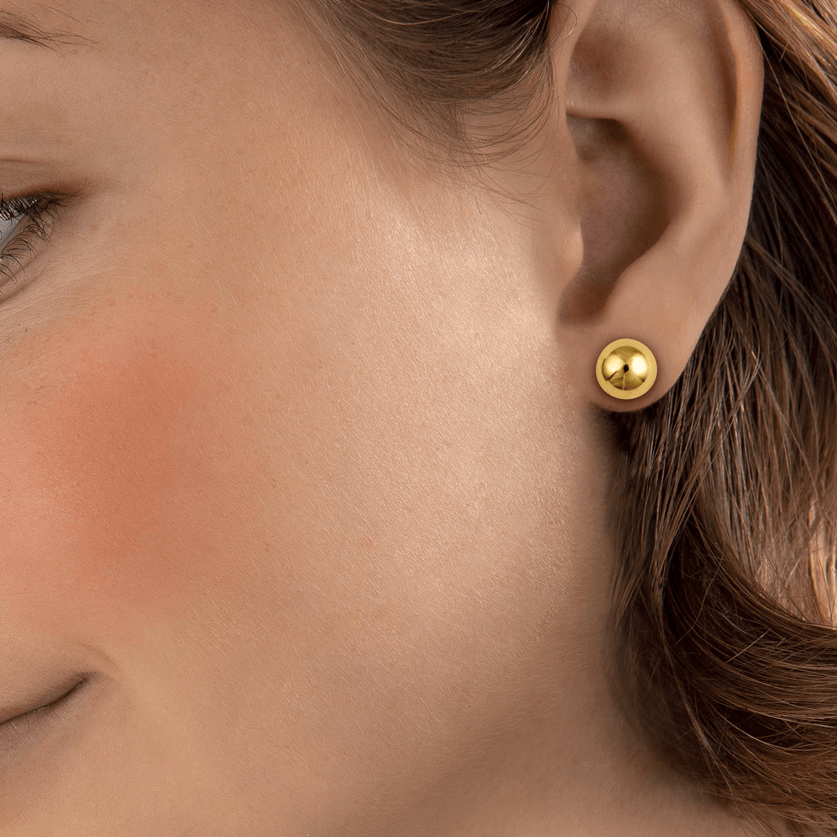Boucles D'oreilles Plaqué Or Bouton 8mm