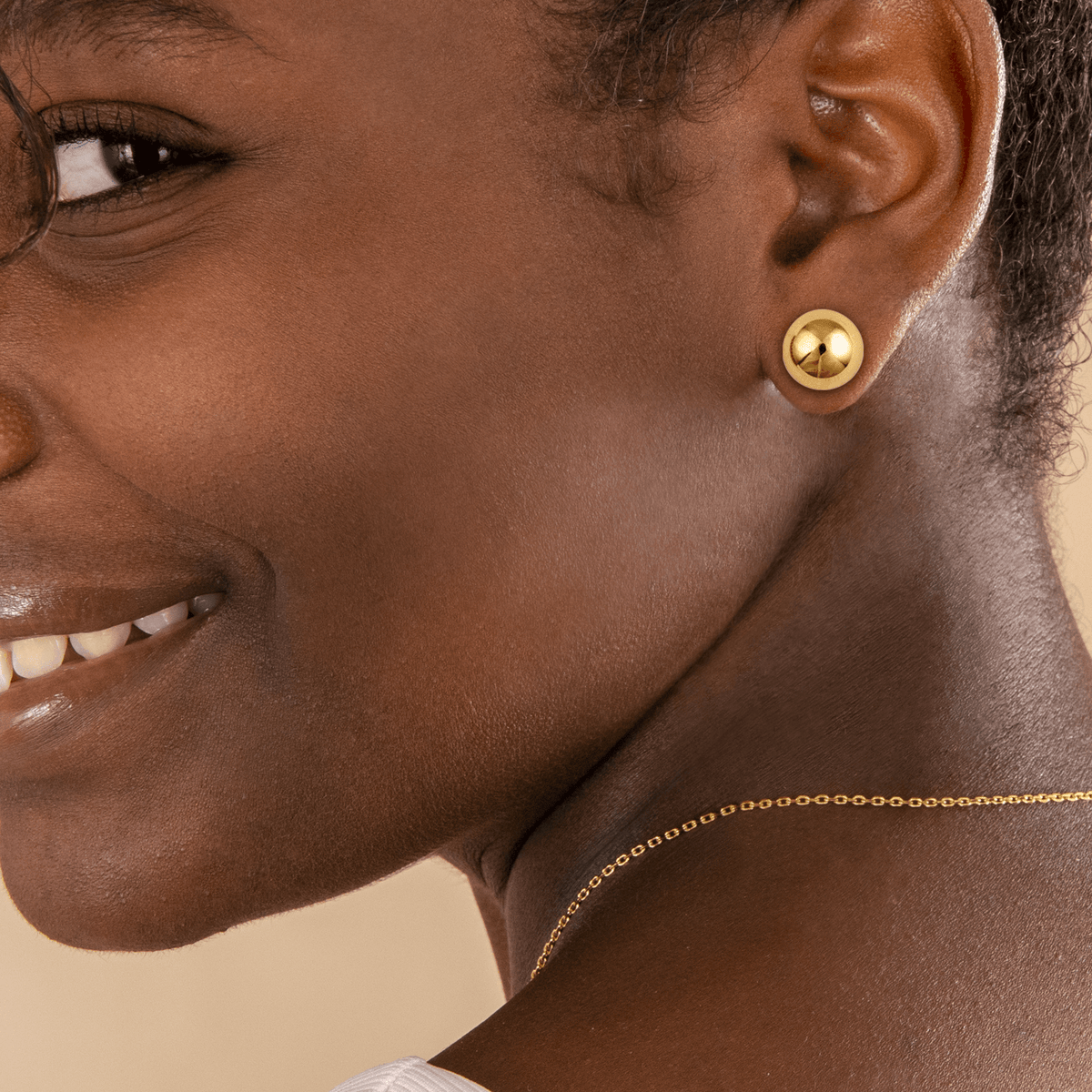 Boucles D'oreilles Plaqué Or Bouton 10mm