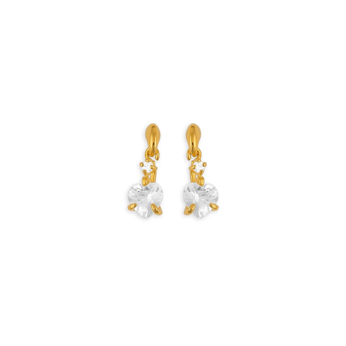 Boucles D'oreilles Plaqué Or Pendant 17mm Zirconium Cœur 7*7mm