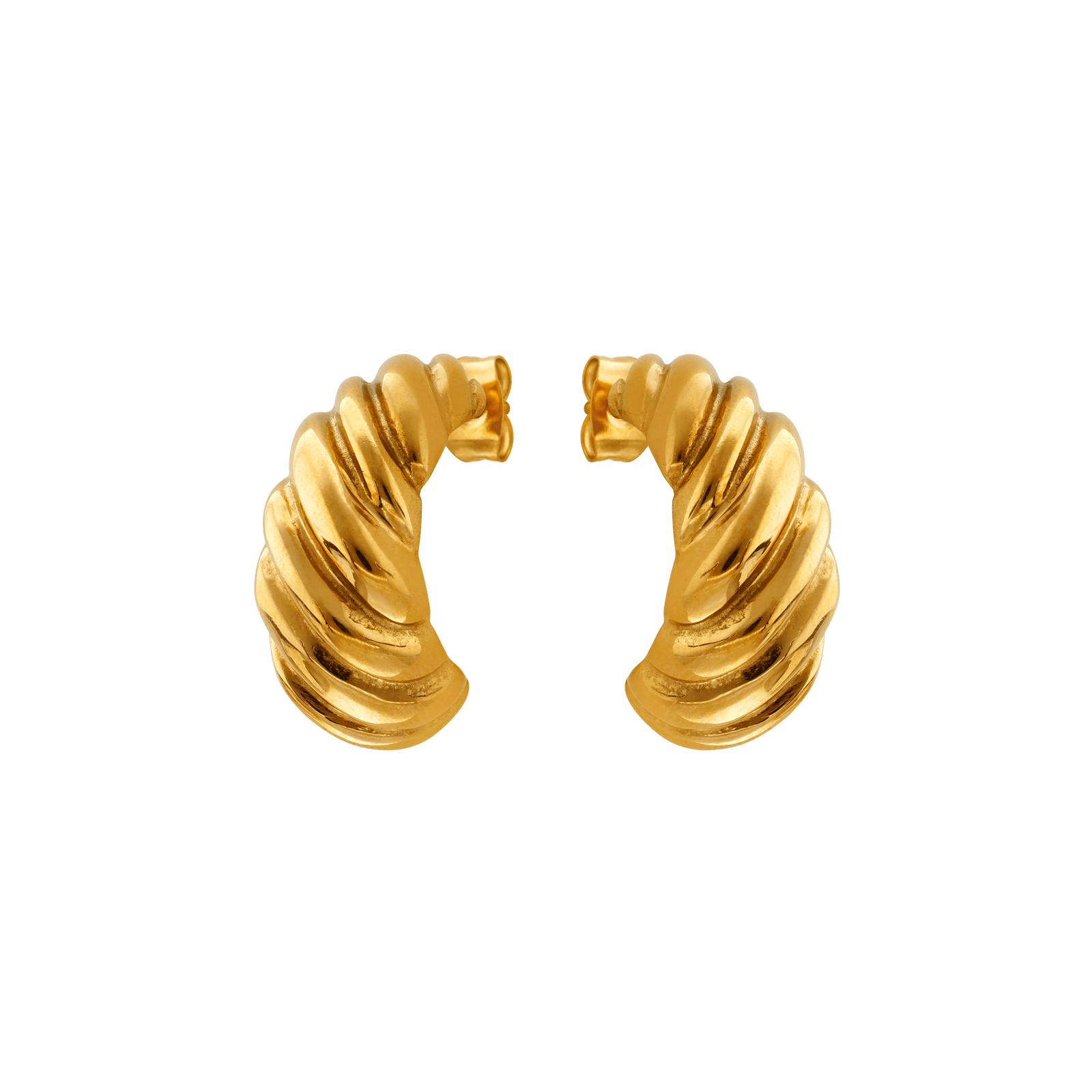 Boucles d'Oreilles Callas Acier doré centre motif Godronné