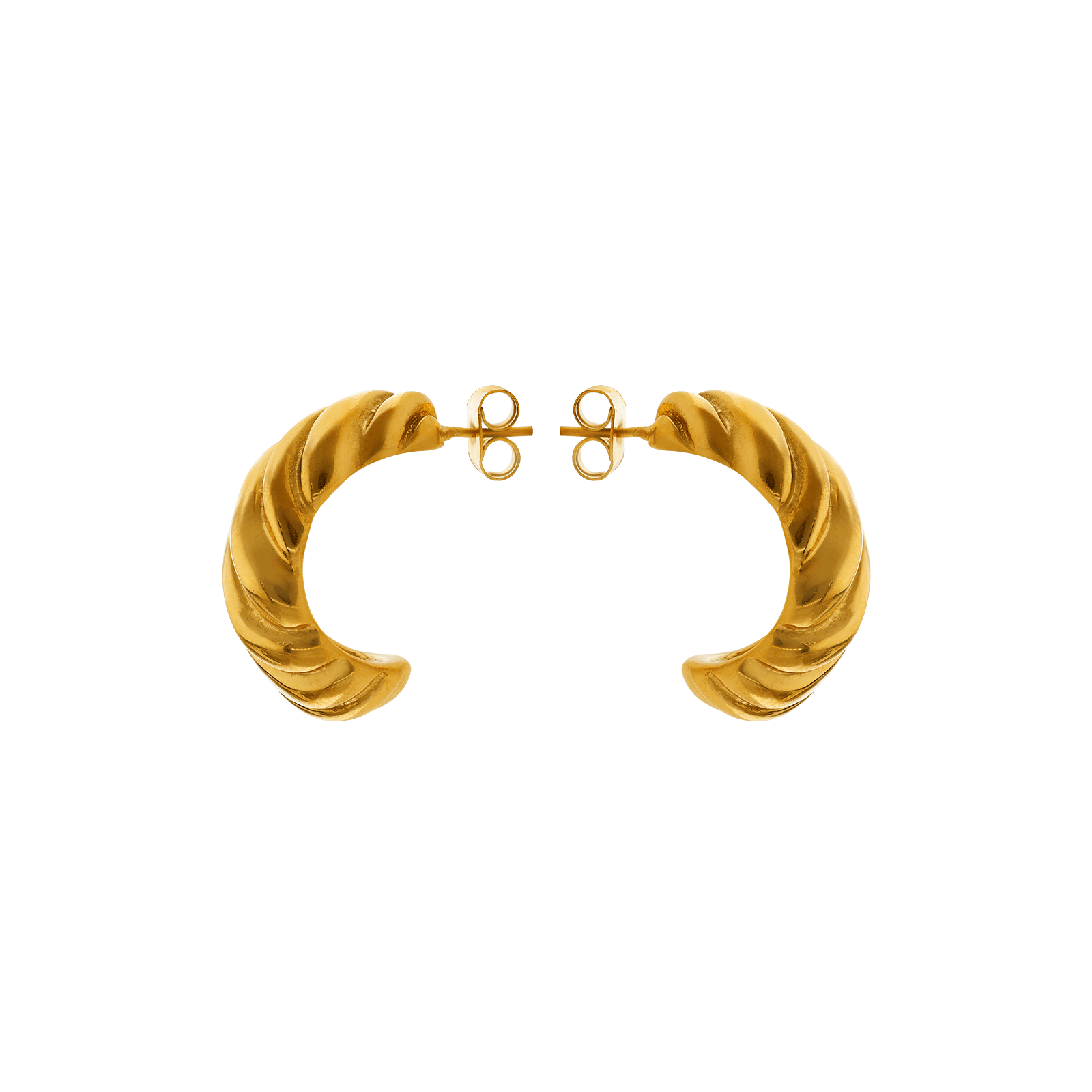 Boucles d'Oreilles Callas Acier doré centre motif Godronné