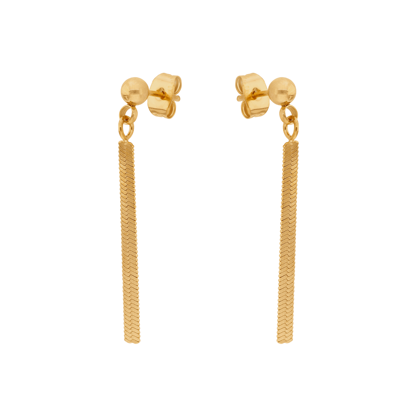 Boucles d'Oreilles Callas Acier doré Oxyde de Zirconium Pendentif maille serpent
