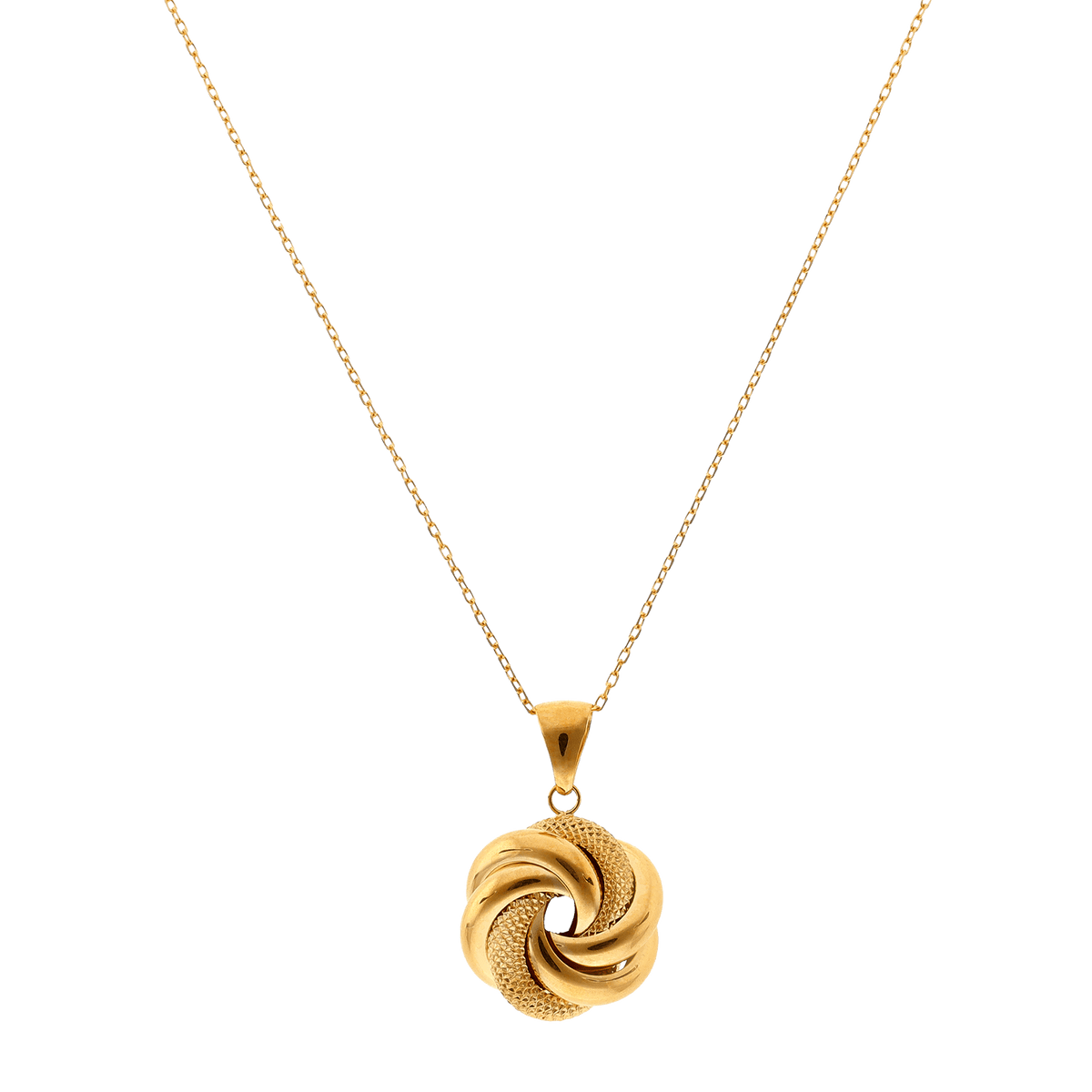 Collier Pendentif Nœud Lisse et Godronné 16mm 45cm
