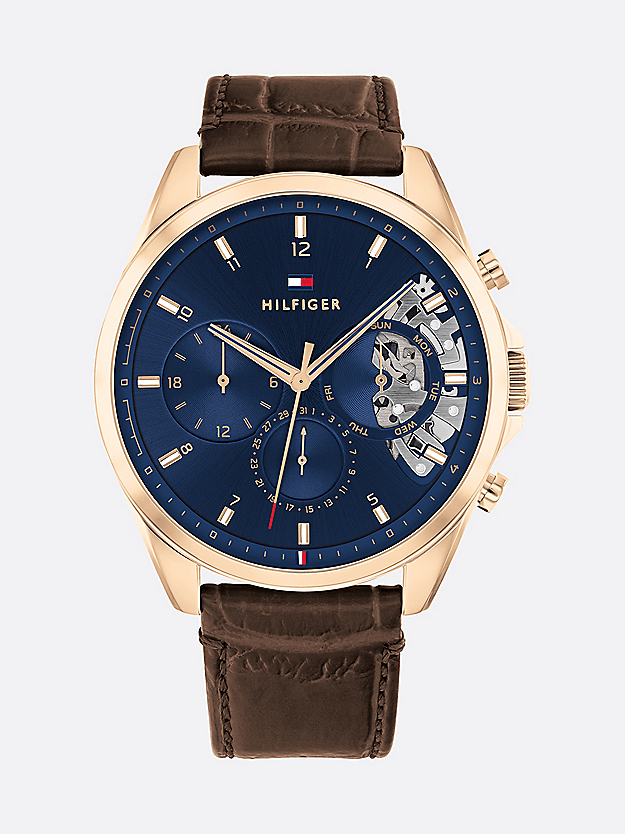 Montre Tommy Hilfiger en Cuir de veau Marron