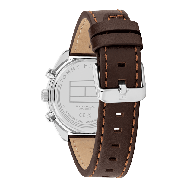 hudson chronographe cuir marron cadran vert 5 atmosphères