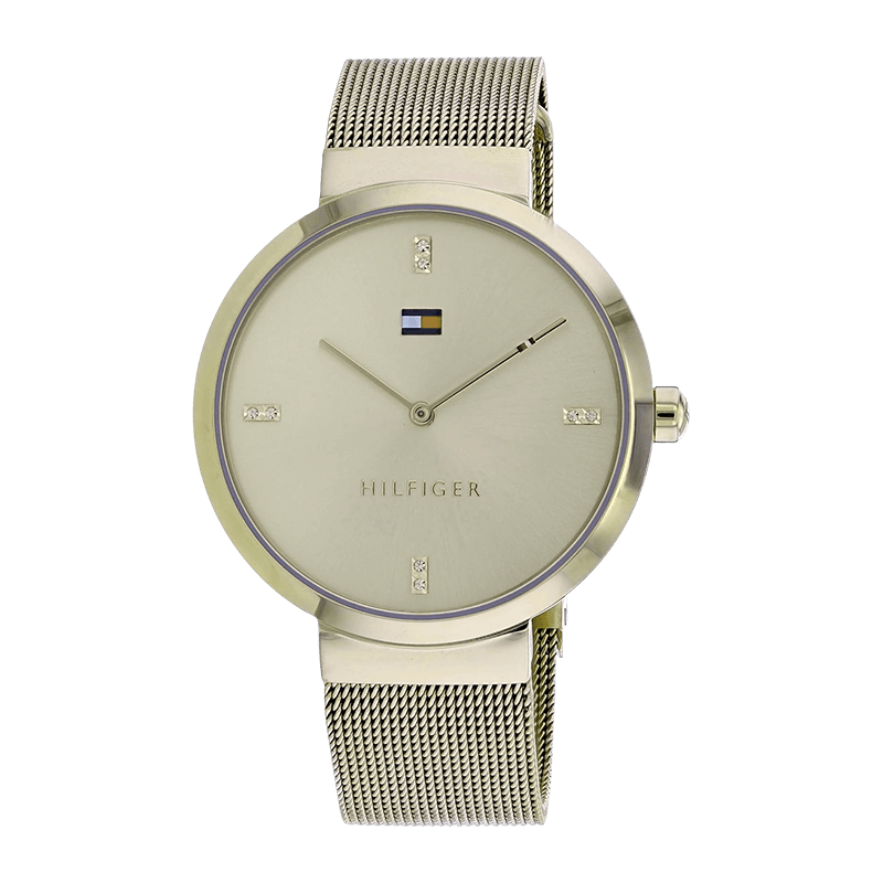 Montre Femme Tommy Hilfiger Liberty – Bracelet Maille Milanaise Dorée Cadran Doré – 1782217