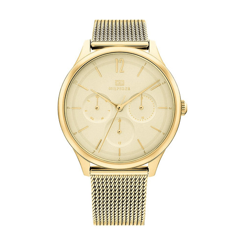 Montre tommy hilfiger Quartz cadran or jaune bracelet acier maille milanaise or jaune