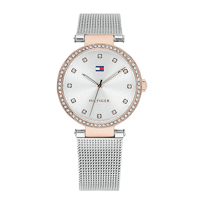 Montre Femme Tommy Hilfiger Lynn Boîtier Doré Rose Bracelet Acier Argenté Cadran Argenté – 1782506