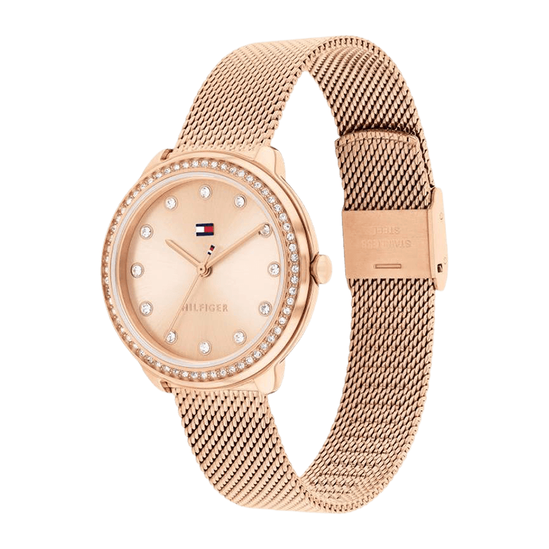 Montre Femme Tommy Hilfiger Demi Bracelet Acier Milanais Doré Rose Cadran Doré Rose – 1782700