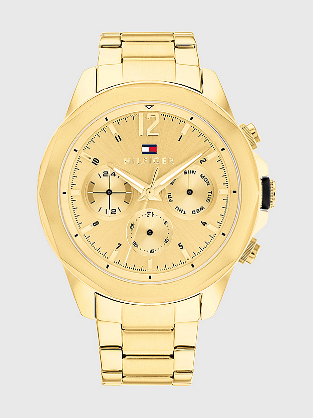 MONTRE HOMME Tommy Hilfiger Quartz cadran or jaune bracelet acier or jaune