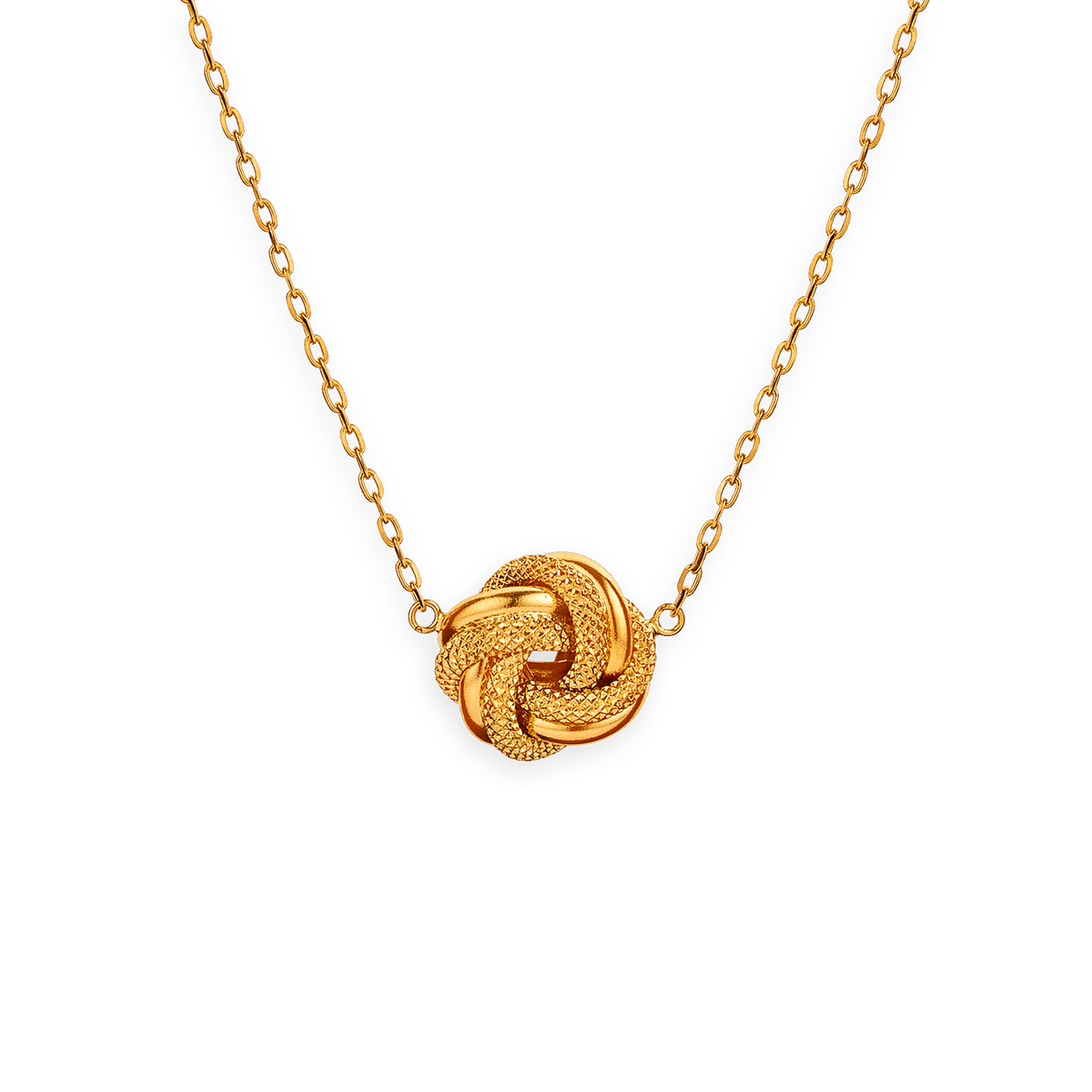 Collier Or 750 1.3mm Nœud 14mm Lisse Godronné 45cm