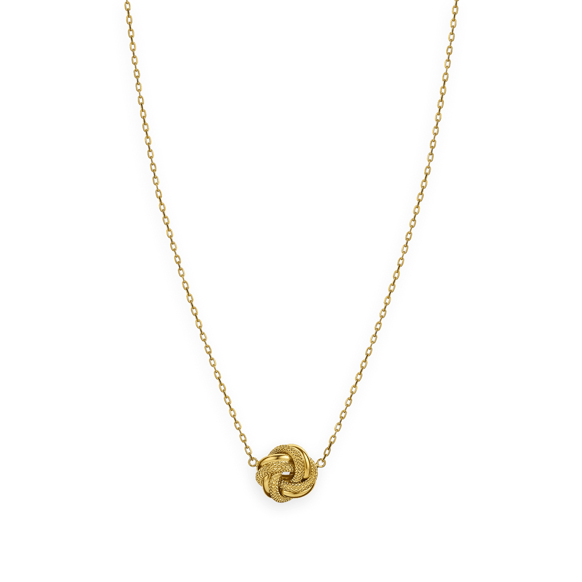 Collier Or 750 1.3mm Nœud 14mm Lisse Godronné 45cm