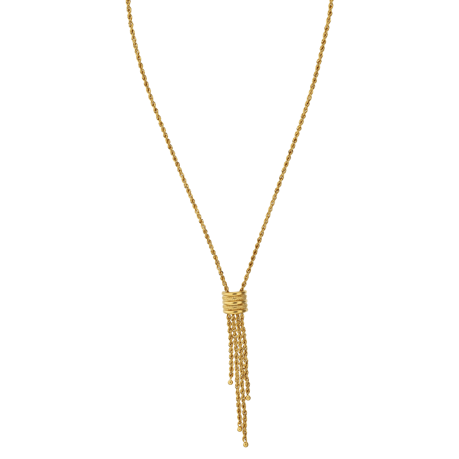 Collier corde pendentif chaînes en chute modifié godronné central 42 centimètres