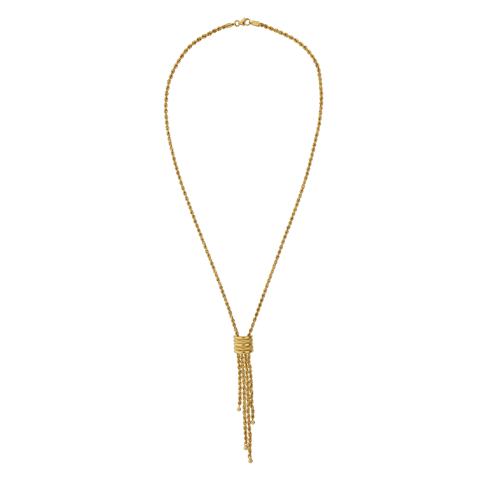 Collier corde pendentif chaînes en chute modifié godronné central 42 centimètres