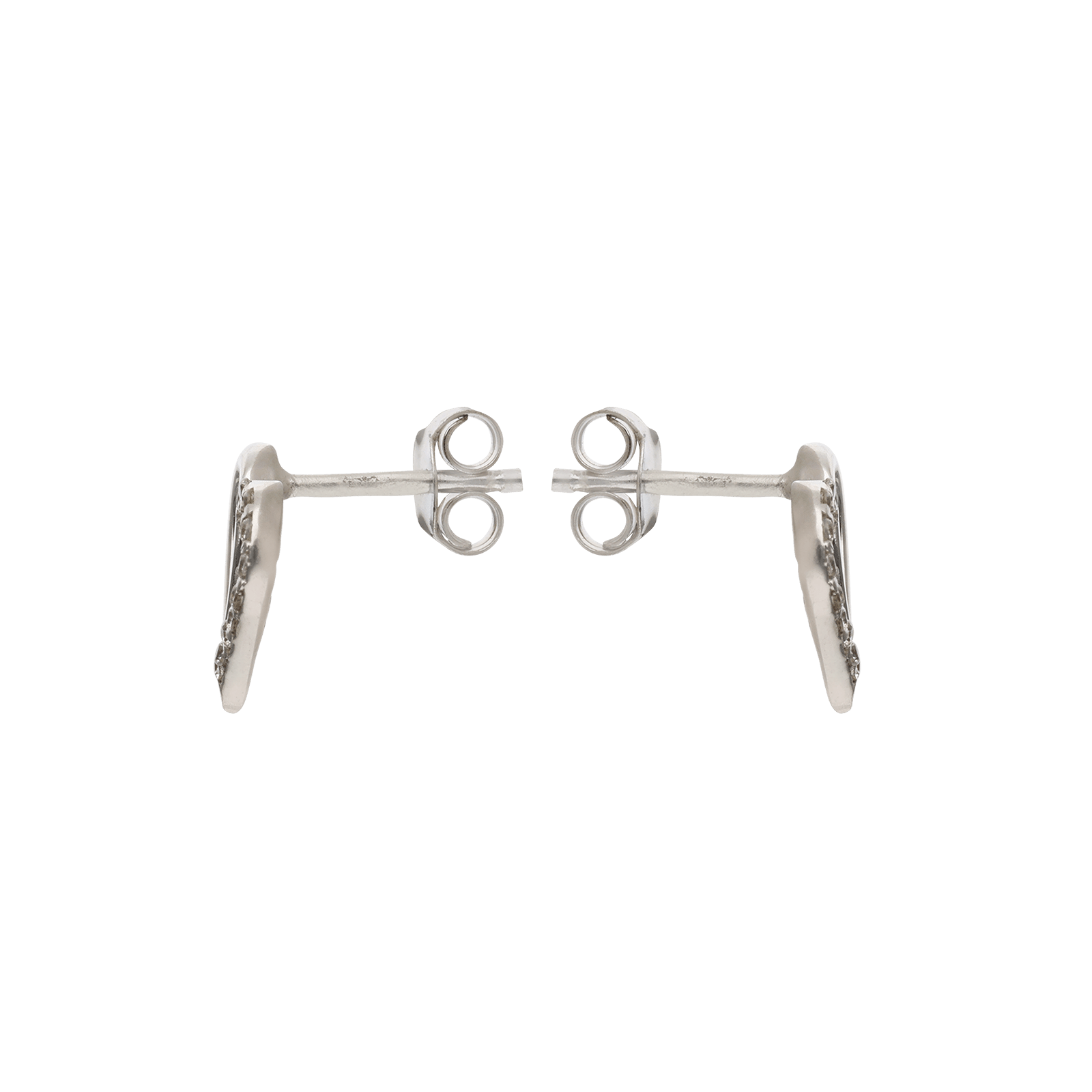 Boucles d'Oreilles Argent coeur un côté Oxyde de Zirconium