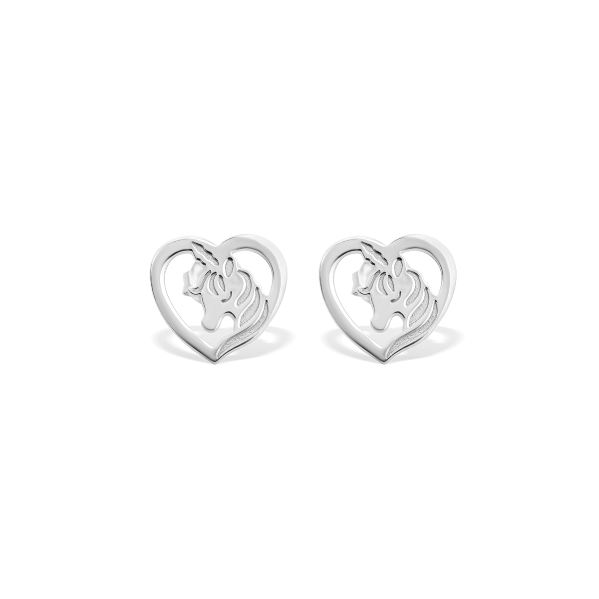 Boucles D'oreilles Argent 925 Cœur Licorne 10.1*9.7mm