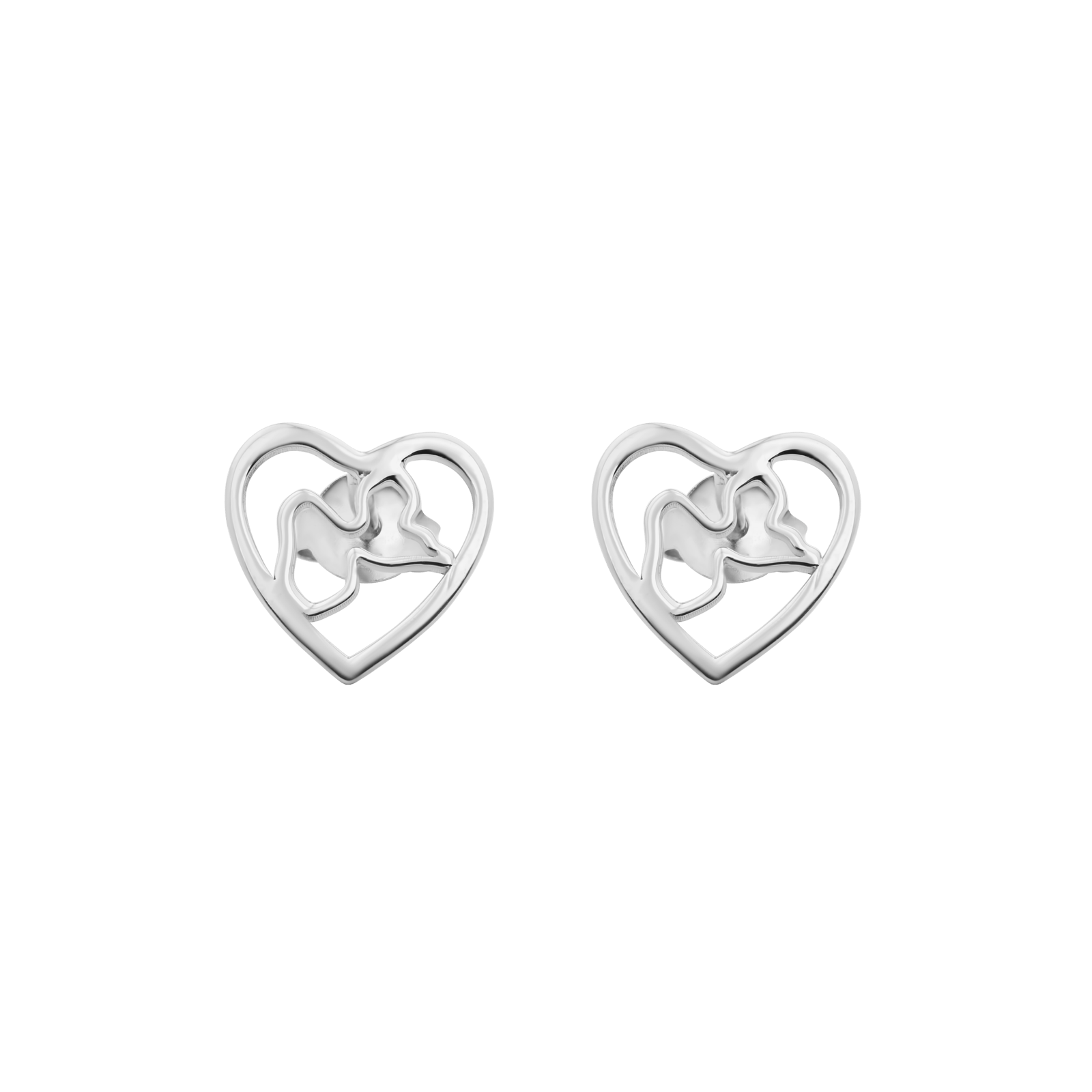 Boucles D'oreilles Argent925 Coeur Carte Guadeloupe 10mm