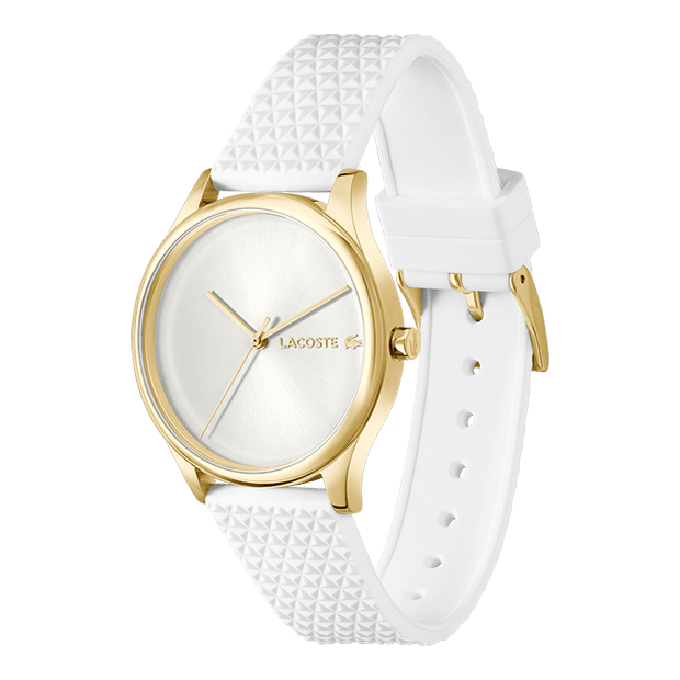 montre dame crocodile silicone blanc cadran