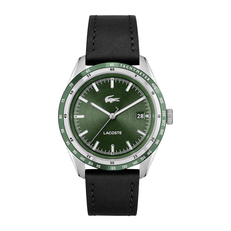 Montre Homme Lacoste Everett Bracelet Cuir Noir Cadran Vert – 2011292