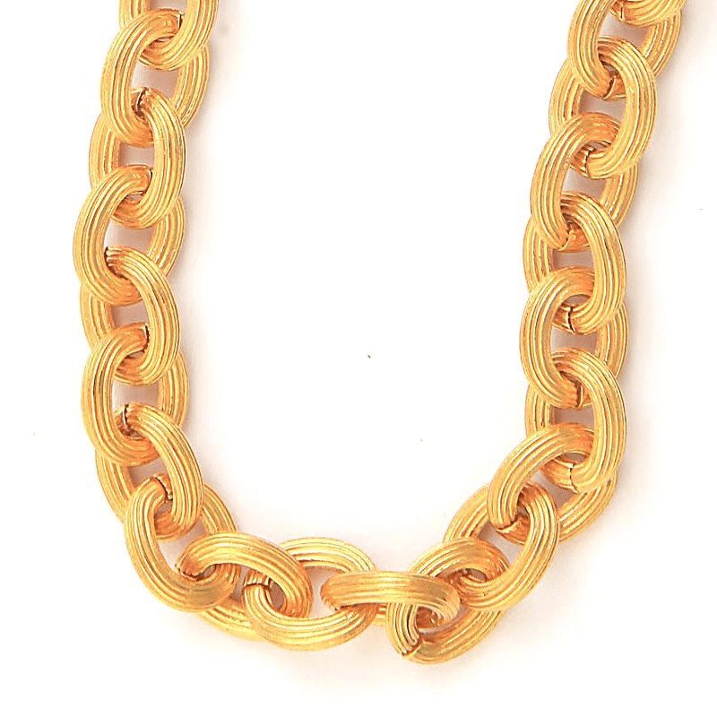Collier Plaqué Or Maille Forçat Antillais Strié 6mm 45cm