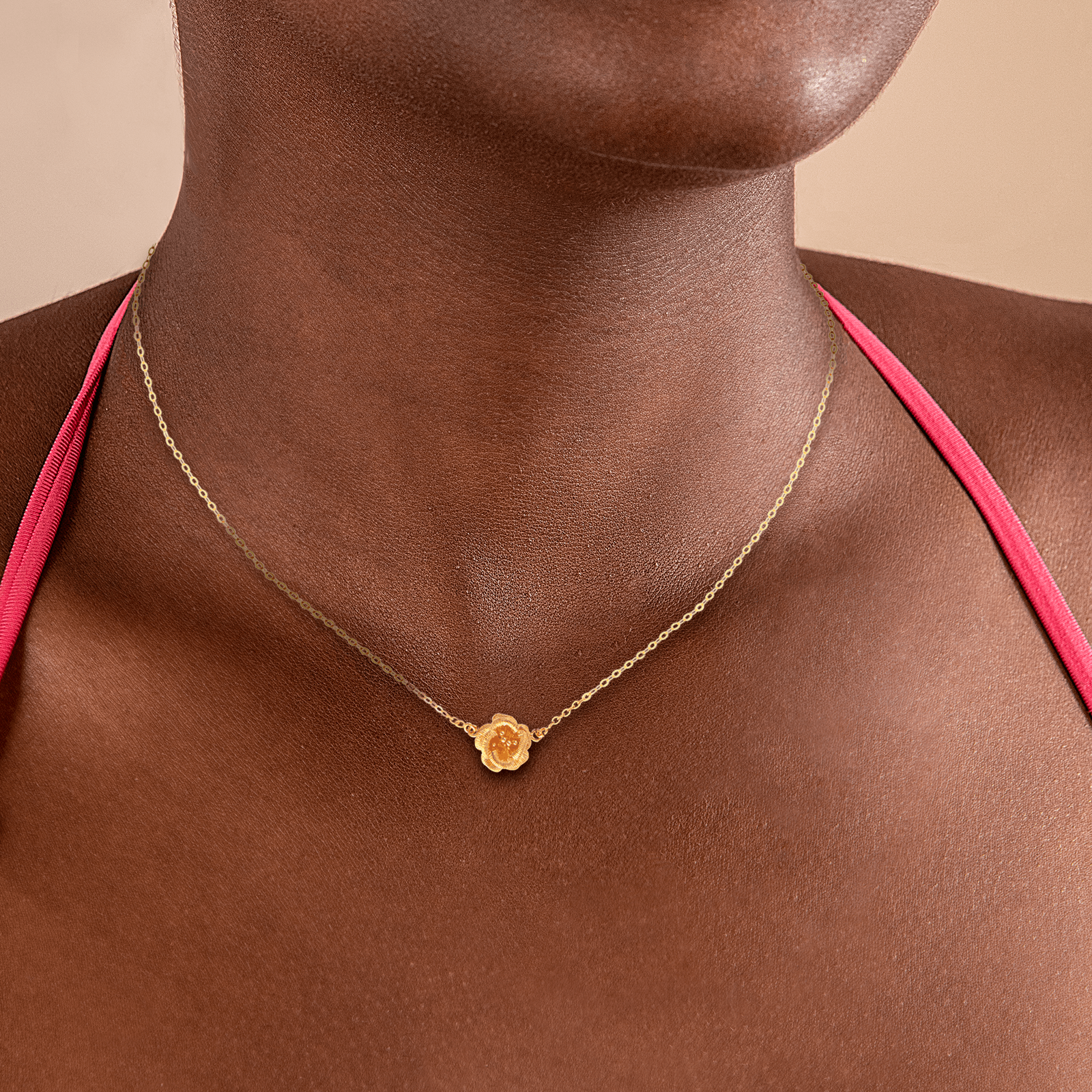 Collier chaîne plaqué or motif rose