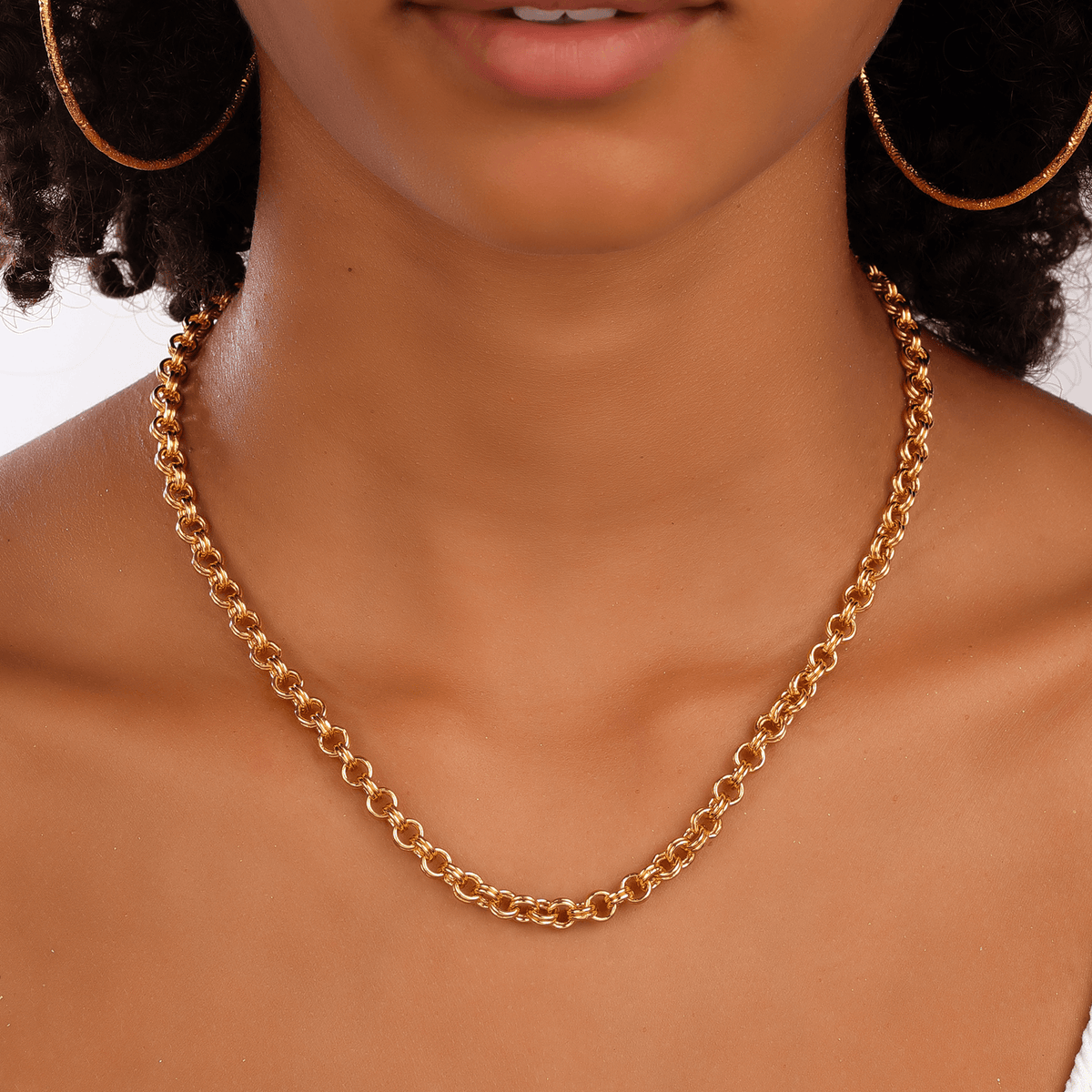 Collier Plaqué Or Maille Jaseron 6mm 60cm