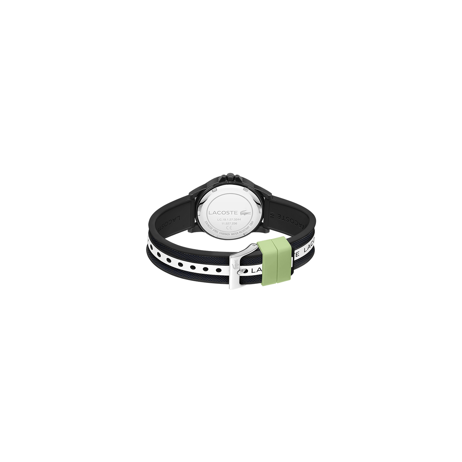 MONTRE ENFANT Lacoste Quartz cadran blanc bracelet silicone noir