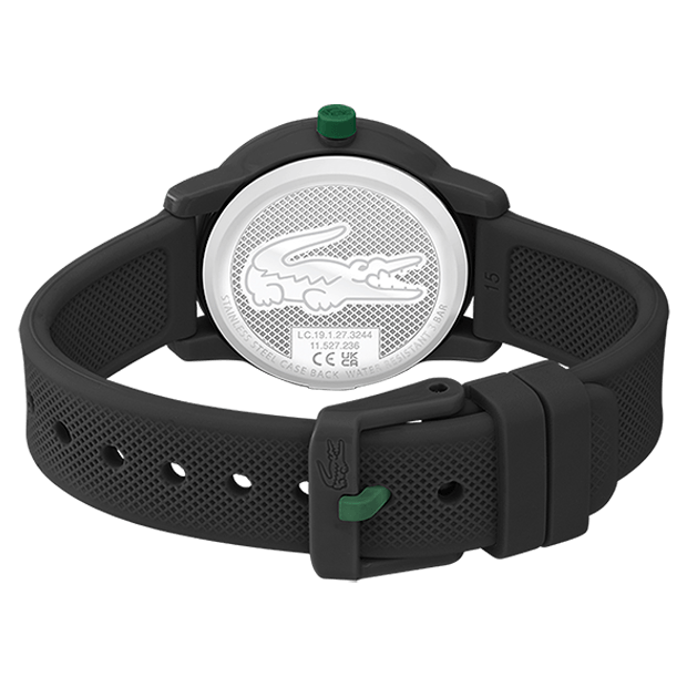 MONTRE ENFANT lacoste mouvement Quartz boitier tr90 noir rond cadran noir bracelet silicone noir