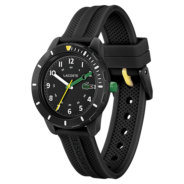 Montre Enfant Lacoste Quartz cadran noir bracelet silicone noir