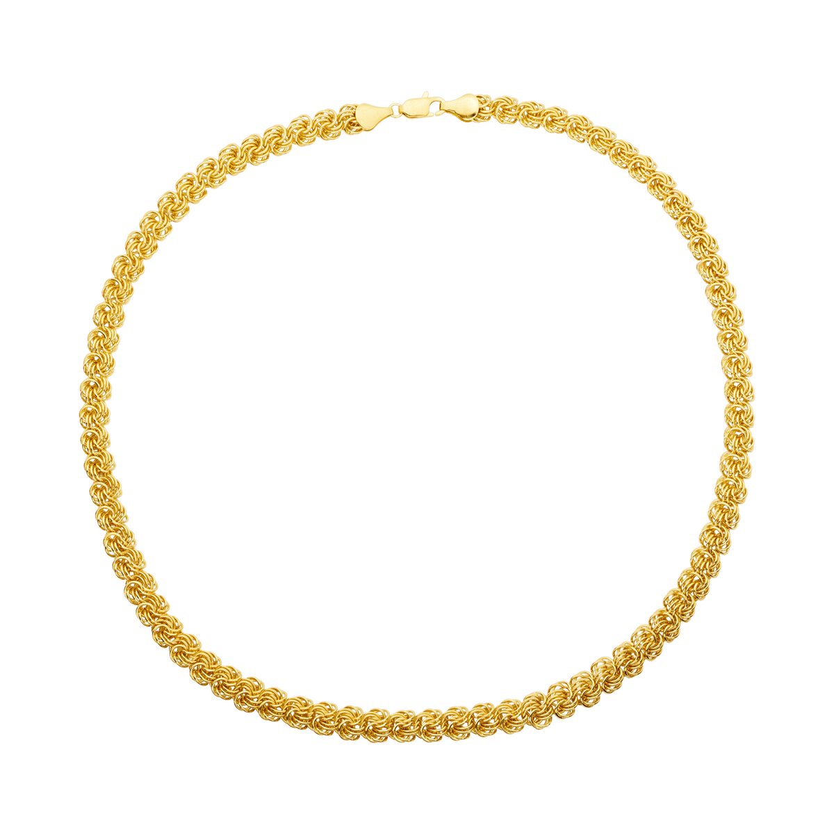 Collier en plaqué or à maille macaron 9 mm, longueur 60 cm