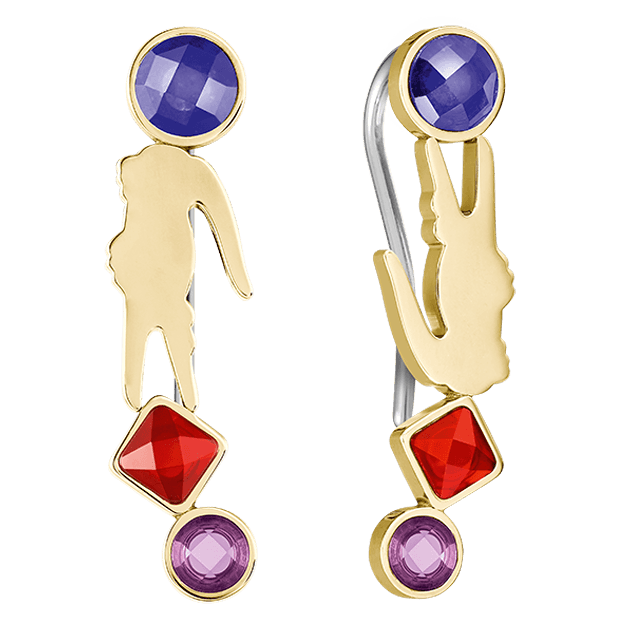boucles d'oreilles acier femme acier lacoste sodalite, améthyste et cornaline couleur 23.85mm