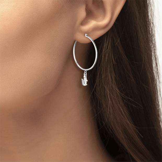 boucles d'oreilles acier femme crocodile inoxydable 316l lacoste couleur circonférence intérieure 34mm